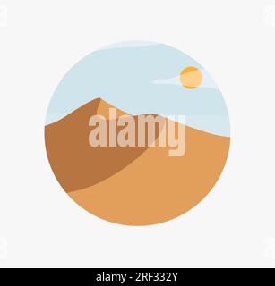 Paesaggio desertico con dune di sabbia all'alba o al tramonto. Una semplice scena di deserto. Illustrazione Vettoriale