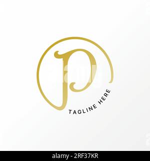 Design del logo concept grafico astratto originale lettera vettoriale premium font P o po iniziale con linea circolare. Iniziale tipografia monogramma correlato Illustrazione Vettoriale