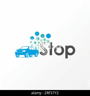 Logo design grafico concept creativo astratto premium lettera S font stock pick-up autocarro trainante con olio idraulico e schizzi d'acqua Illustrazione Vettoriale