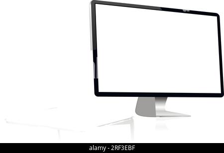 Schermo realistico per computer, laptop, telefono. Modello di dispositivi realistici e dettagliati con posizionamento piatto Illustrazione Vettoriale