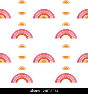 Effetto arcobaleno magico ad acquerello con motivo senza cuciture. Illustrazioni carine isolate. Design per logo, tessuto per bambini, stampa, decorazione per bambini, decorazione per bambini Foto Stock