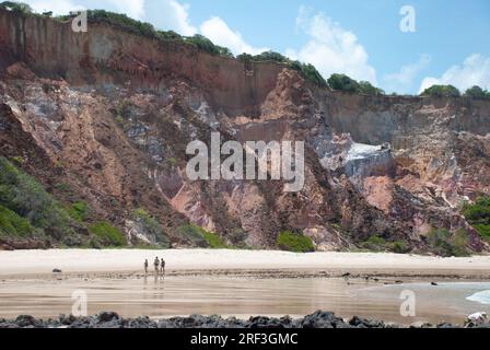 Vista sulla spiaggia di Tabatinga. Spiaggia Paradiso con scogliere e acqua pulita. Situato sulla costa del comune di Conde, nello stato di Paraíba. Foto Stock