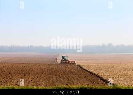 attività agricole relative alla coltivazione di mais dolce, agricoltura e coltivazione per produrre una resa elevata di mais e cibo Foto Stock