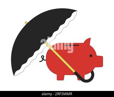 Copertura ombrello salvadanaio con linea piatta, colore isolato oggetto vettoriale Illustrazione Vettoriale