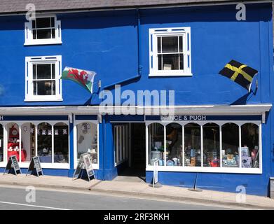 Knighton è una città di mercato e comunità sul fiume tema, a cavallo del confine tra Powys, Galles e Shropshire, Inghilterra Foto Stock