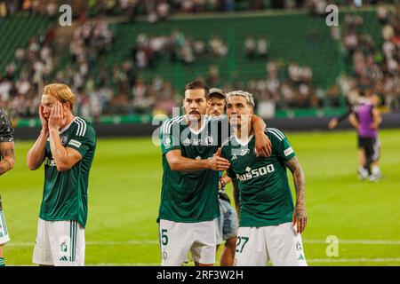 Yuri Ribeiro e Josue Pesqueira durante la partita PKO BP Ekstraklasa 2023/24 tra Legia Warszawa e LKS Lodz al Marshall Józef Piłsudski's Municipal Foto Stock