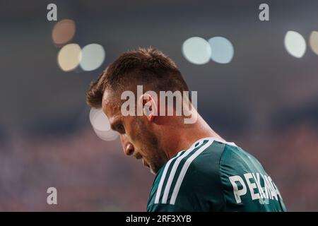 Tomas Pekhart durante la partita PKO BP Ekstraklasa 2023/24 tra Legia Warszawa e LKS Lodz allo Stadio municipale di Legia di Marshall Józef Piłsudski, Foto Stock