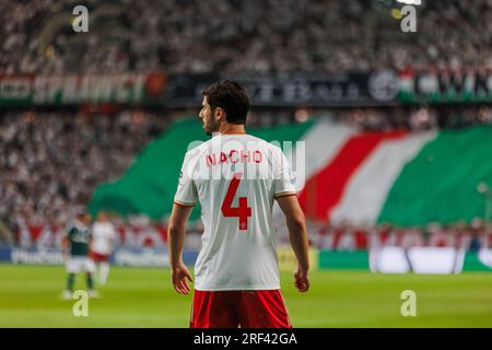 Nacho Monsalve durante la partita PKO BP Ekstraklasa 2023/24 tra Legia Warszawa e LKS Lodz allo Stadio municipale di Legia di Marshall Józef Piłsudski, Foto Stock