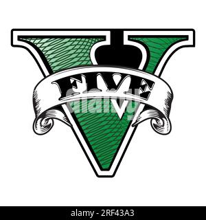 Logo Vector del videogioco Grand Theft Auto V. GTA 5. Grand Theft Auto Five. Applicazione Steam. Rockstar Games. Editoriale Illustrazione Vettoriale