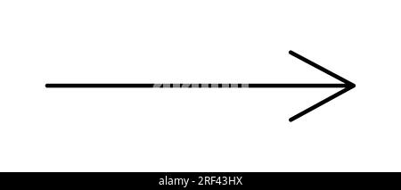 Freccia semplice illustrazione vettoriale disegnata a mano, segno orizzontale rivolto verso destra Illustrazione Vettoriale