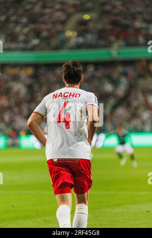 Nacho Monsalve durante la partita PKO BP Ekstraklasa 2023/24 tra Legia Warszawa e LKS Lodz allo Stadio municipale di Legia di Marshall Józef Piłsudski, Foto Stock