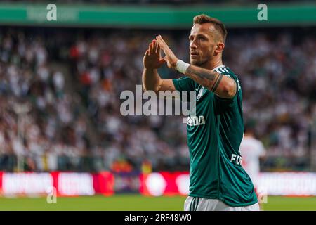 Tomas Pekhart durante la partita PKO BP Ekstraklasa 2023/24 tra Legia Warszawa e LKS Lodz allo Stadio municipale di Legia di Marshall Józef Piłsudski, Foto Stock