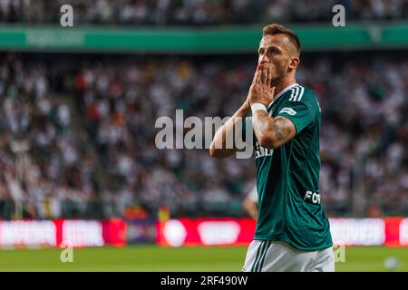 Tomas Pekhart durante la partita PKO BP Ekstraklasa 2023/24 tra Legia Warszawa e LKS Lodz allo Stadio municipale di Legia di Marshall Józef Piłsudski, Foto Stock