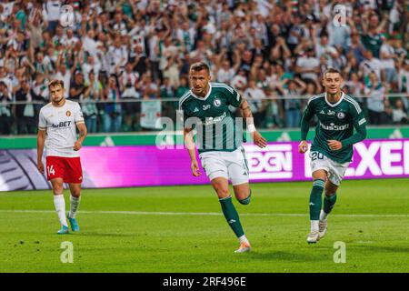 Tomas Pekhart durante la partita PKO BP Ekstraklasa 2023/24 tra Legia Warszawa e LKS Lodz allo Stadio municipale di Legia di Marshall Józef Piłsudski, Foto Stock