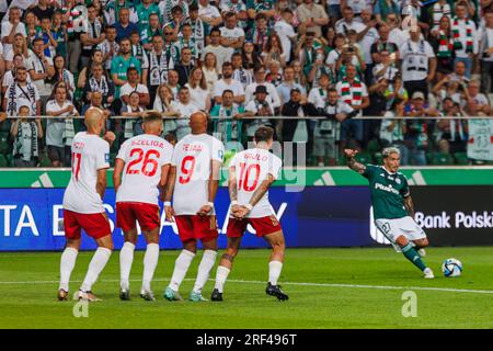 Josue Pesqueira durante la partita PKO BP Ekstraklasa 2023/24 tra Legia Warszawa e LKS Lodz allo Stadio municipale di Legia di Marshall Józef Piłsudski Foto Stock