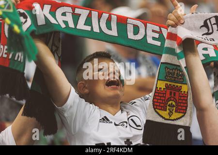 Nacho Monsalve durante la partita PKO BP Ekstraklasa 2023/24 tra Legia Warszawa e LKS Lodz allo Stadio municipale di Legia di Marshall Józef Piłsudski, Foto Stock