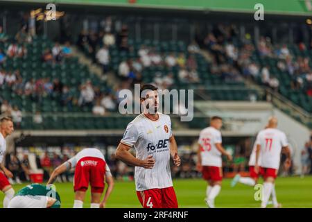 Nacho Monsalve durante la partita PKO BP Ekstraklasa 2023/24 tra Legia Warszawa e LKS Lodz allo Stadio municipale di Legia di Marshall Józef Piłsudski, Foto Stock