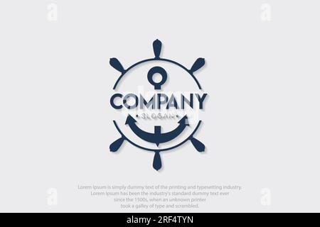 Logo nautico, ancoraggi in etichette nautiche vintage e modelli di logo. Illustrazione Vettoriale
