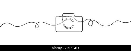 Icona della fotocamera con linea continua. Immagine lineare dell'icona della fotocamera. Illustrazione Vettoriale