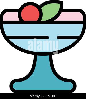 Vettore di contorno icona Jelly. Dessert brillante. Colore della frutta lucido piatto Illustrazione Vettoriale