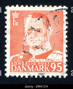 DANIMARCA - CIRCA 1948: Timbro stampato dalla Danimarca, mostra Frederik IX, circa 1948 Foto Stock