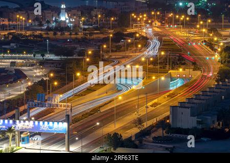 Pearl Qatar Bridge e vista aerea del sottopassaggio Foto Stock