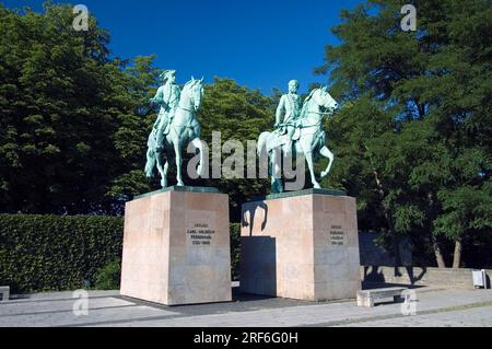 Statue equestri dei duchi Carlo Guglielmo Ferdinando e Federico Guglielmo, Brunswick, bassa Sassonia, Germania, duca Foto Stock