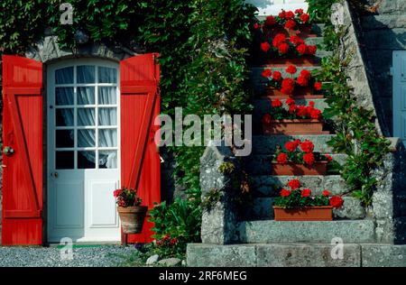 Ingresso casa, Piriac sur Mer, Bretagna, Francia Foto Stock