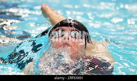 La britannica Faye Rogers in azione durante il 200m SM10 individuale Medley HEAT 2, il secondo giorno dei Campionati mondiali di nuoto Para 2023 al Manchester Aquatics Centre di Manchester. Data foto: Martedì 1 agosto 2023. Foto Stock