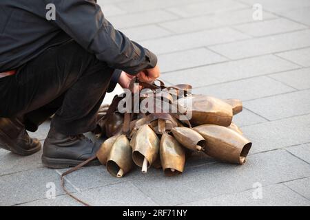 Italia, Sardegna, Mamoiada, Mamuthones Foto Stock