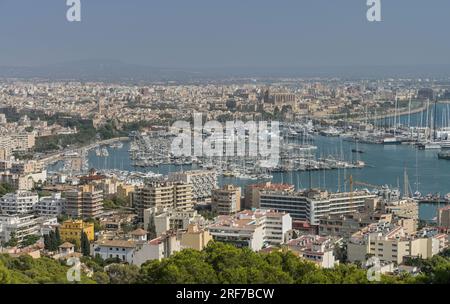 Stadtpanorama, Puerto de Palma, Palma, Maiorca, Spagna Foto Stock