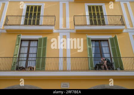 Wohnhaus am Placa Major, Palma, Mallorca, Spanien Foto Stock