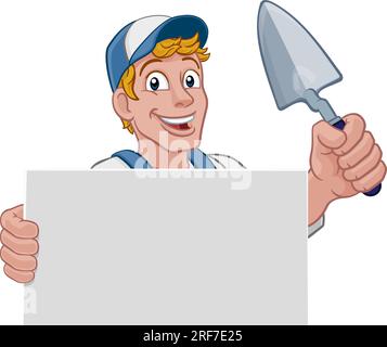 Mascotte per muratore per muratore per costruzioni Illustrazione Vettoriale