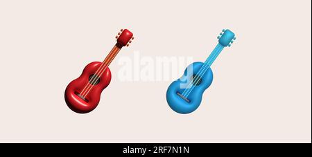 Chitarra giocattolo 3d Icon, divertenti giocattoli per bambini Illustrazione Vettoriale