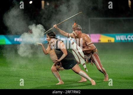 Adelaide, Aus. 1 agosto 2023. Adelaide, Australia, 1 agosto 2023: Una cerimonia di benvenuto in paese si svolge prima della partita di calcio del gruppo D della Coppa del mondo femminile 2023 tra China PR e Inghilterra all'Hindmarsh Stadium di Adelaide, Australia. (NOE Llamas/SPP) credito: SPP Sport Press Photo. /Alamy Live News Foto Stock