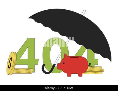 Messaggio flash di errore 404 relativo al risparmio sulla copertura ombrello Illustrazione Vettoriale