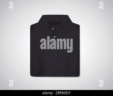 Mockup di polo ripiegato nero isolato. Illustrazione Vettoriale