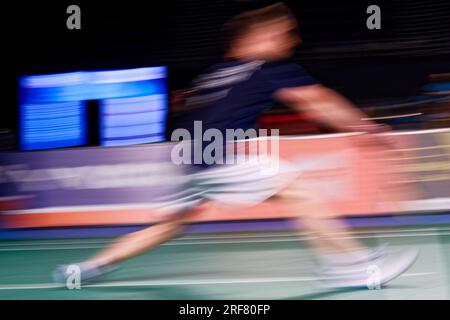 Sydney, Australia. 1 agosto 2023. Questa immagine è stata scattata con una lenta velocità dell'otturatore di Jacob Schueler, australiano, in azione durante il giorno 1 del Sathio Group Australian Open 2023 al Quaycenter il 1 agosto 2023 a Sydney, Australia Credit: IOIO IMAGES/Alamy Live News Foto Stock