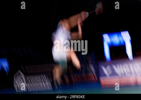 Sydney, Australia. 1 agosto 2023. Questa immagine è stata scattata con una lenta velocità dell'otturatore di Ricky Tang dell'Australia in azione durante il giorno 1 del Sathio Group Australian Open 2023 al Quaycenter il 1° agosto 2023 a Sydney, Australia Credit: IOIO IMAGES/Alamy Live News Foto Stock