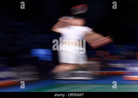 Sydney, Australia. 1 agosto 2023. Questa immagine è stata scattata con una lenta velocità dell'otturatore di Ricky Tang dell'Australia in azione durante il giorno 1 del Sathio Group Australian Open 2023 al Quaycenter il 1° agosto 2023 a Sydney, Australia Credit: IOIO IMAGES/Alamy Live News Foto Stock