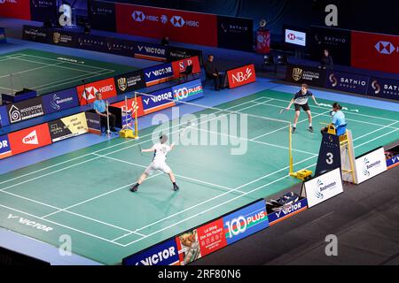 Sydney, Australia. 1 agosto 2023. Ricky Tang dell'Australia (L) compete con Jacob Schueler dell'Australia (R) nelle finali dei quarti di qualificazione durante il giorno 1 del Sathio Group Australian Open 2023 al Quaycenter il 1 agosto 2023 a Sydney, Australia Credit: IOIO IMAGES/Alamy Live News Foto Stock