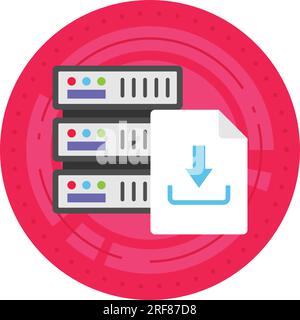 Progettazione di icone remote con funzione di verifica dei tempi di inattività, simbolo di elaborazione cloud, firma servizi informatici, illustrazione dei servizi Web e del data center, Download dei server Illustrazione Vettoriale