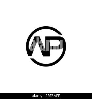 Lettera iniziale cerchio ap semplice immagine vettoriale del logo creativo. Lettera iniziale AP PA logo con monogramma minimalista, colore bianco su sfondo nero. Illustrazione Vettoriale