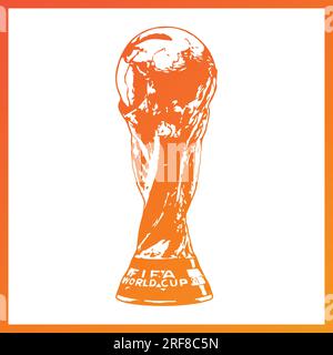 Logo del trofeo della Coppa del mondo FIFA, illustrazione vettoriale Abstract Gradient (gradiente astratto), immagine di sfondo modificabile Illustrazione Vettoriale