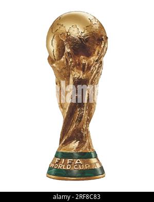 Trofeo della Coppa del mondo FIFA, illustrazione vettoriale immagine editabile astratta Illustrazione Vettoriale
