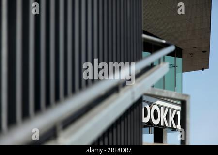 Biblioteca pubblica e centro culturale Dokk 1 progettati dagli architetti Schmidt Hammer Lassen, Hack Kampmanns Plads, Aarhus, Danimarca. Foto Stock