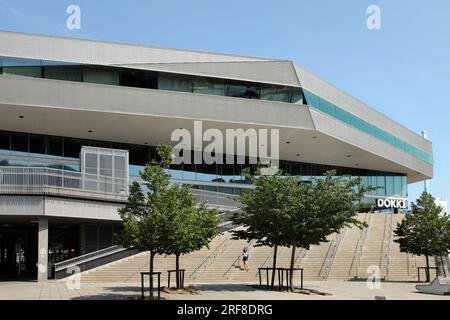 Biblioteca pubblica e centro culturale Dokk 1 progettati dagli architetti Schmidt Hammer Lassen, Hack Kampmanns Plads, Aarhus, Danimarca. Foto Stock