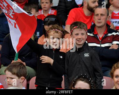 Derry GAA tifosi senior della squadra di calcio a Celtic Park, Derry, Irlanda del Nord foto: George Sweeney/Alamy Foto Stock