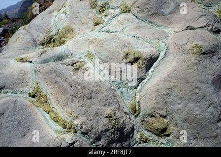 La lava a cuscino è lava con caratteristiche strutture a forma di cuscino attribuite all'estrusione e al consolidamento sott'acqua. Questa foto è stata scattata a Barran Foto Stock