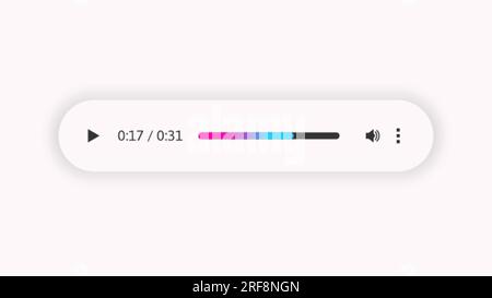 Barra del lettore video ridotta a icona o pannello di controllo del lettore audio. Illustrazione Vettoriale